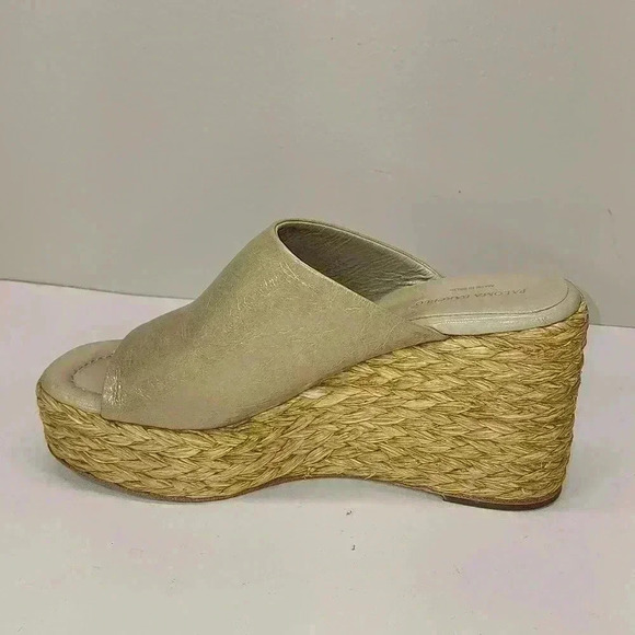 Paloma Barcelo 10.5 mm raffia wedge espadrille light green size 9 nwob - Picture 6 of 12